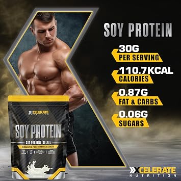 Soy Protein Powder - 90% Plant-Based Protein for Lean Muscle Growth, Supports Weight Management & Digestive Health | 100% Vegan-Friendly, Gluten-Free - by XCelerate Nutrition (2Kg, Chocolate)