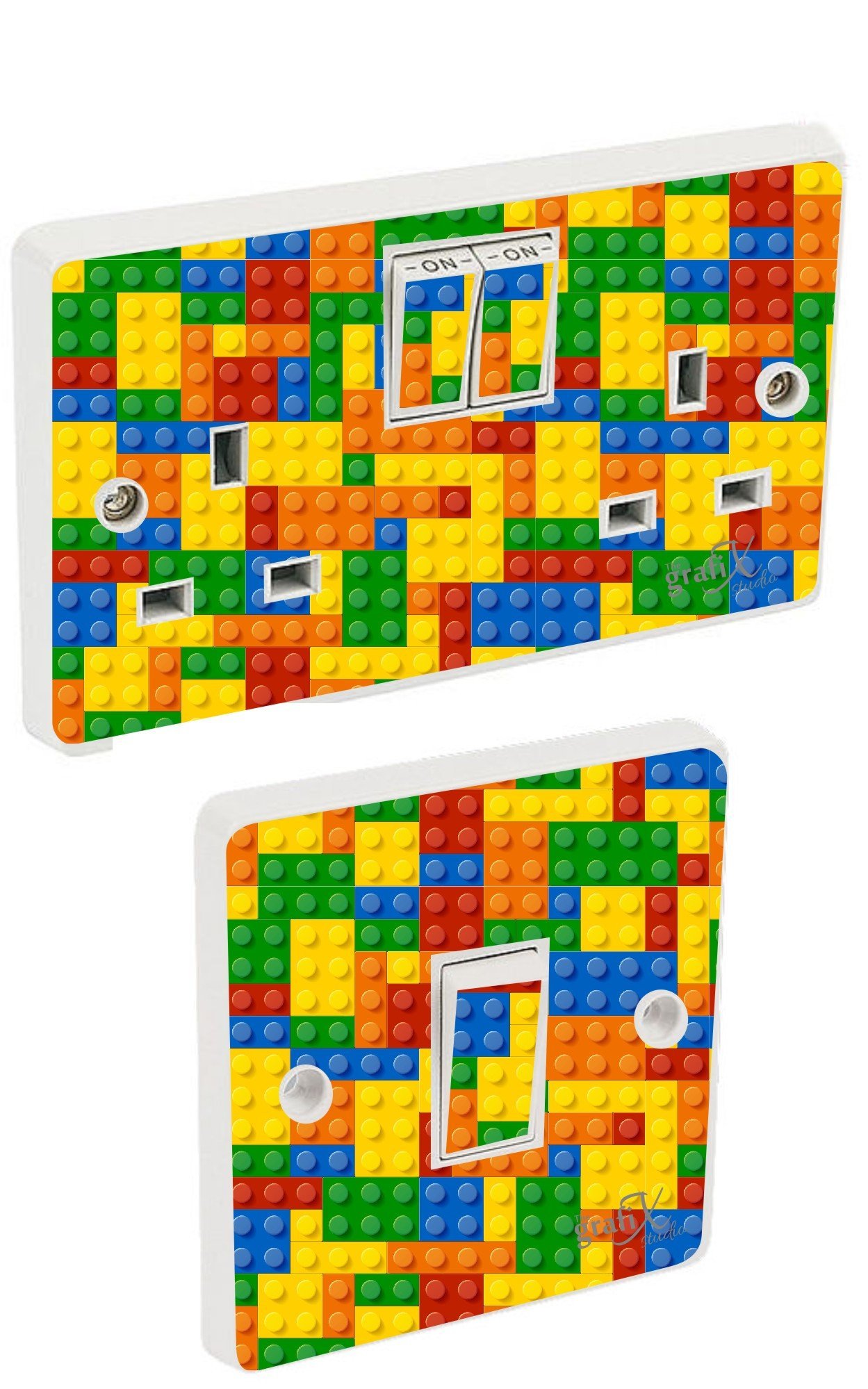 the grafix studio Lego Brick Light Switch & Double Socket Sticker Vinyl/Skin cover sosw2