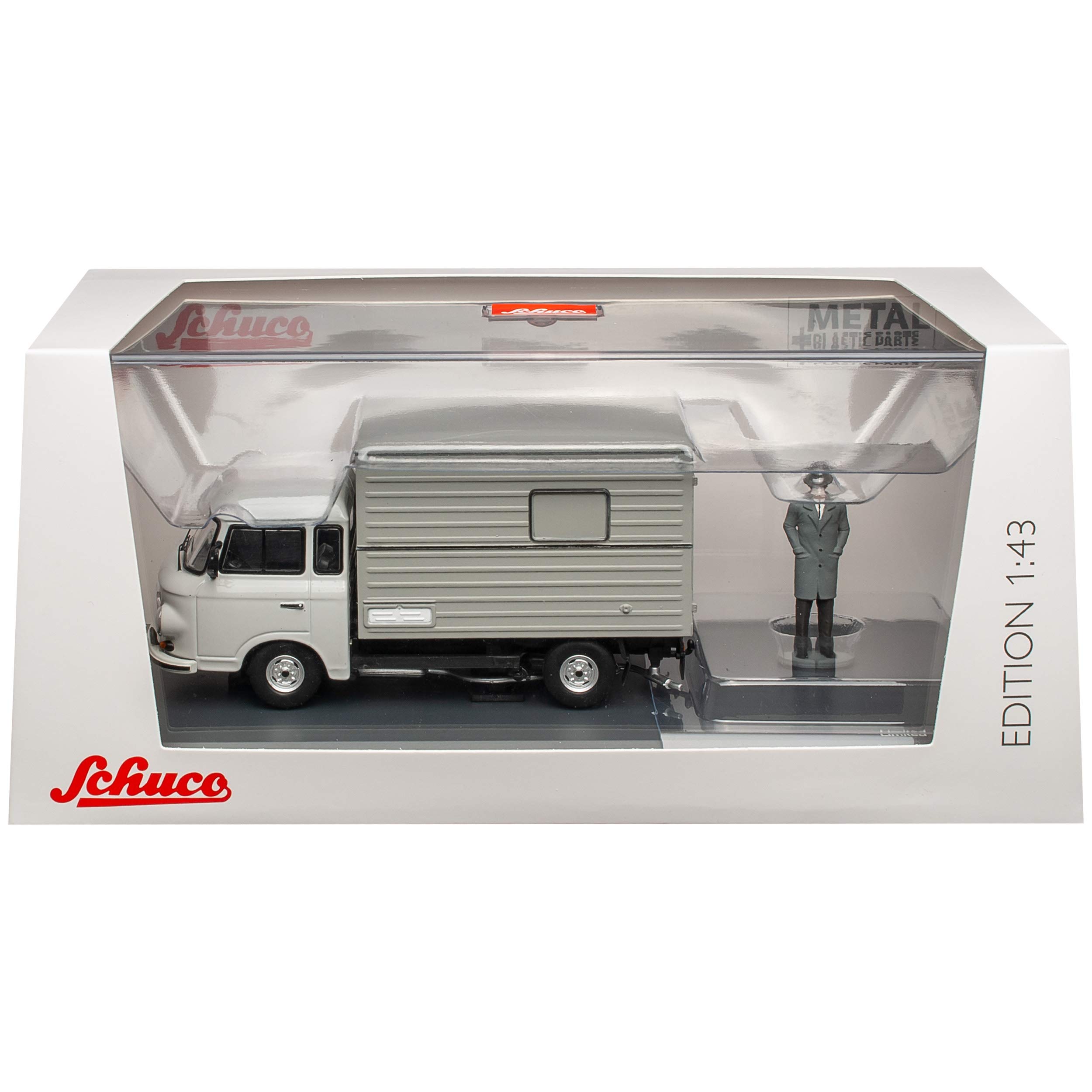 Generisch Barkas B1000 Grau mit Aufbau und Figur DDR 1961-1990 1/43 Schuco Modell Auto Modell Auto