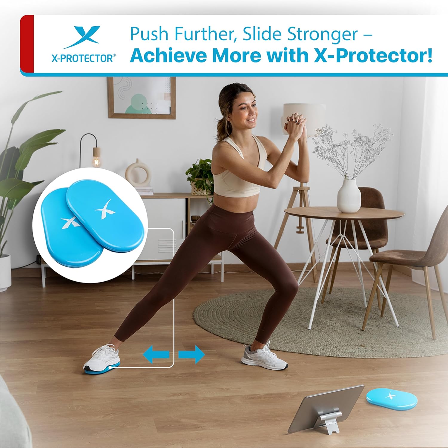 X-Protector Sliders for Working Out - 2 PCS - Double-Sided Exercise Sliders for Hard & Carpeted Floors - Gliders for Exercising! - Image 6