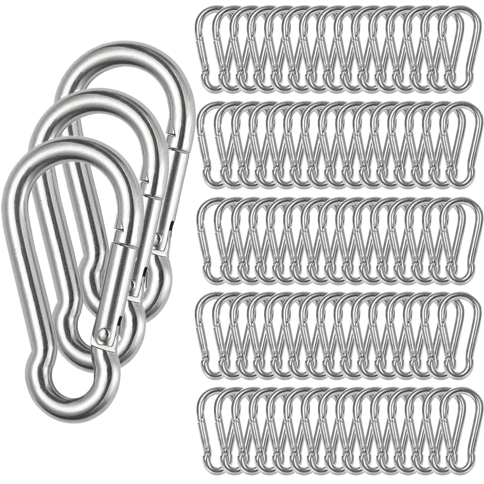 Spring Snap Hooks M5 M6 M8 inch Heavy Duty Carabiner Clips, Galvanized Steel Quick Links Caribiniers Hammocks Hooks for Camping Hiking Outdoor Swing Pet Leash Gym