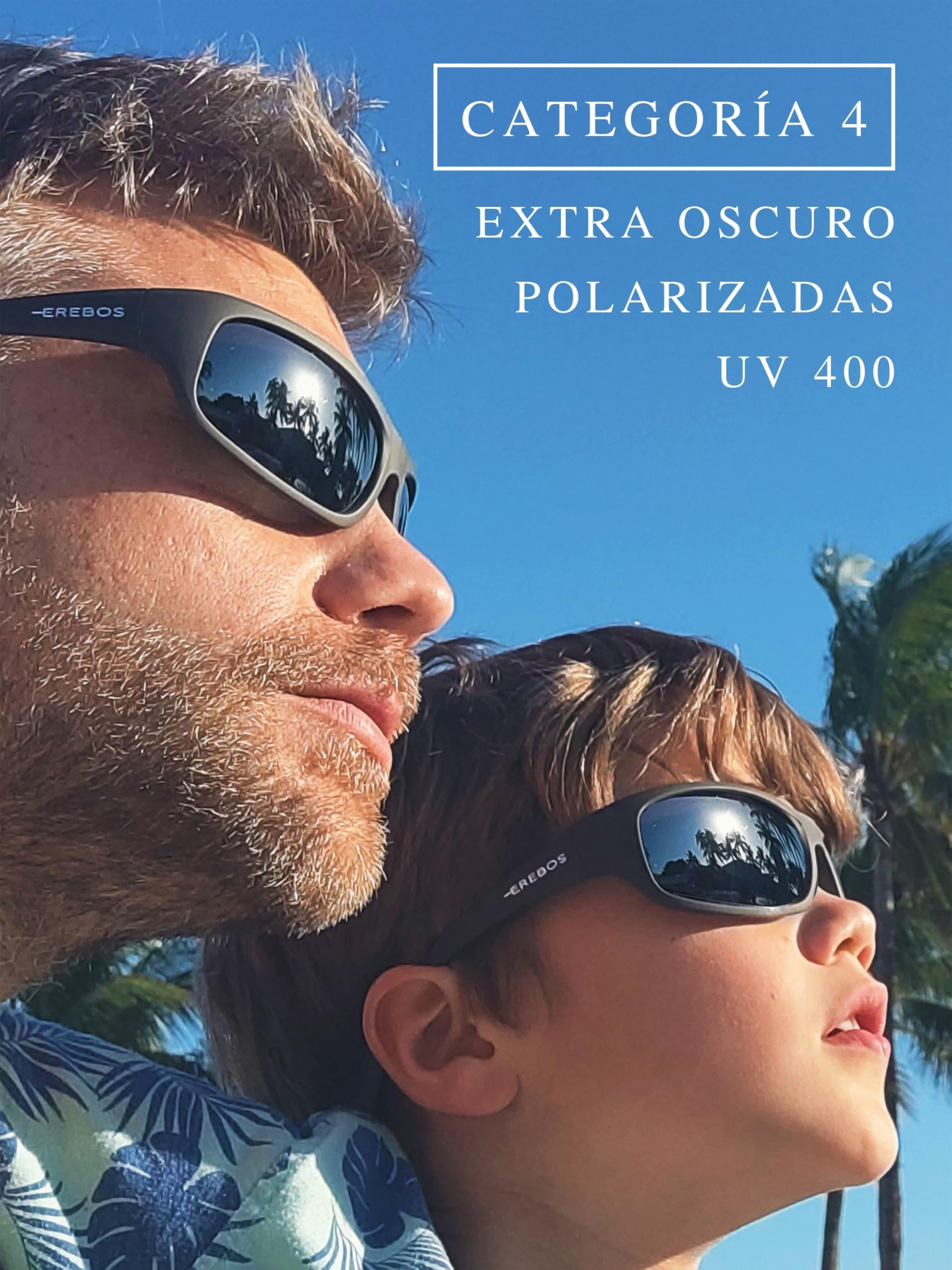 Gafas de sol polarizadas EREBOS | Cat. 4 especialmente oscuras | Protección UV 400 | Para sol extremo: montaña y mar | En caso de fotofobia | Gafas de sol deportivas para hombre y mujer | 24 gramos