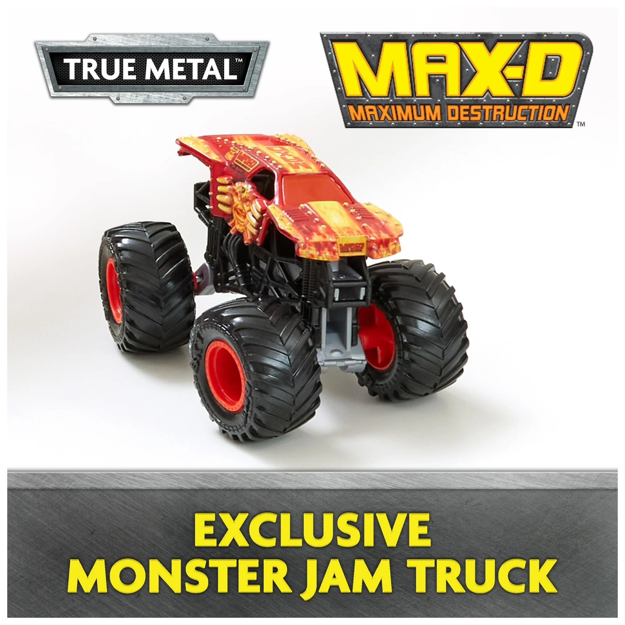 Monster Jam Set da gioco Launch & Go Hauler con esclusivo camion Max-D, trasporta fino a 8 Monster Truck, funzione Slam Launch, True Metal scala 1:64, giocattolo ufficiale per bambini dai 3 anni in su