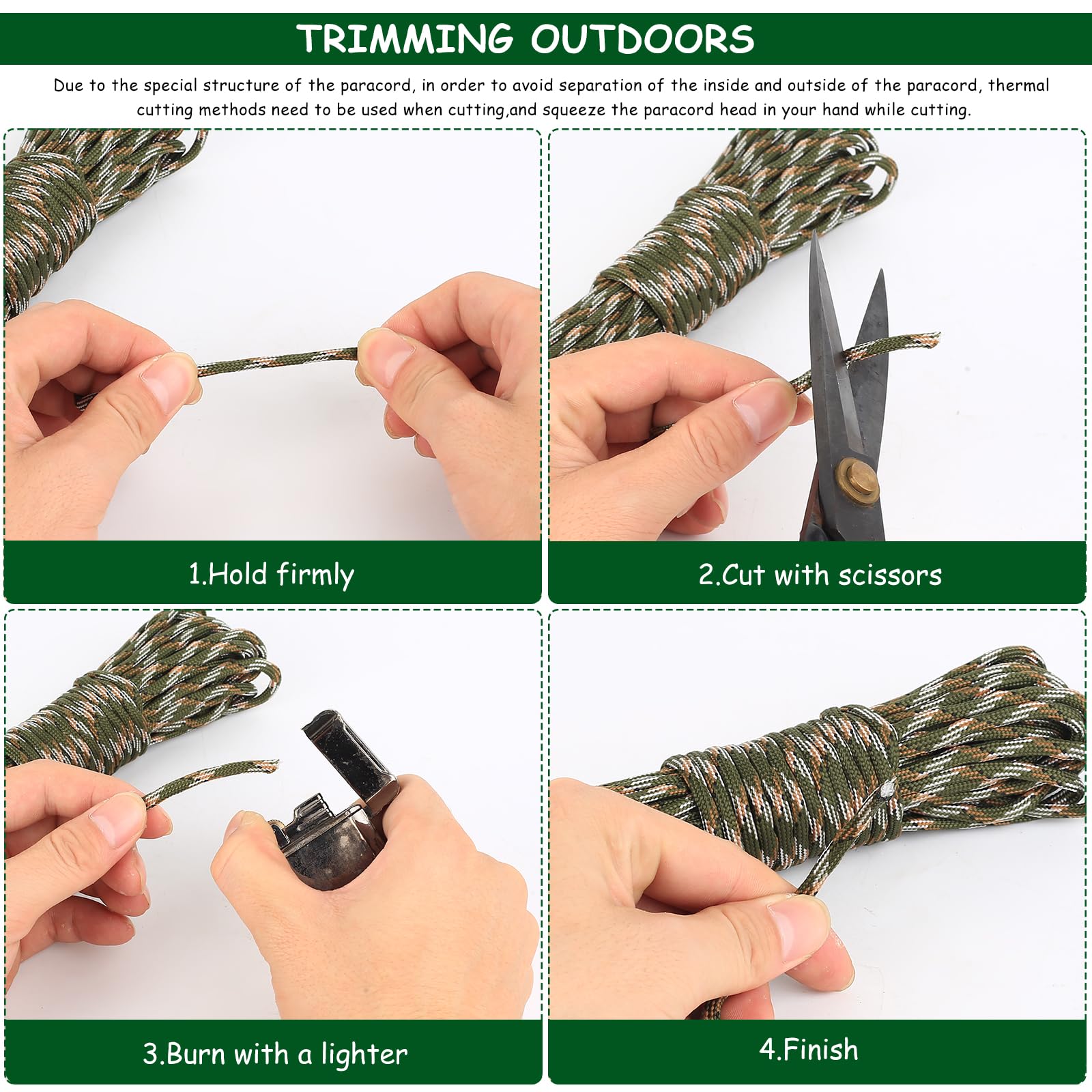 4 Unidades de Cuerda Paracord Multiusos, 4mm Grosor x 10m Largo, para Proyectos de Manualidades, Senderismo, Camping y Aire Libre