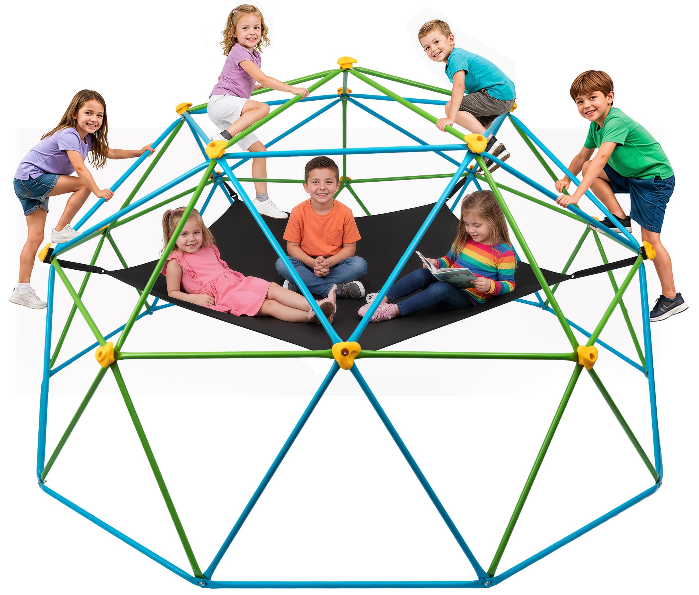 Hurtle 10ft Climbing Dome with Hammock for Kids, Sturdy Steel Dome Climber, Outdoor Backyard Jungle Gym &amp; Monkey Bars, Fun Active Play Structure for Boys &amp; Girls