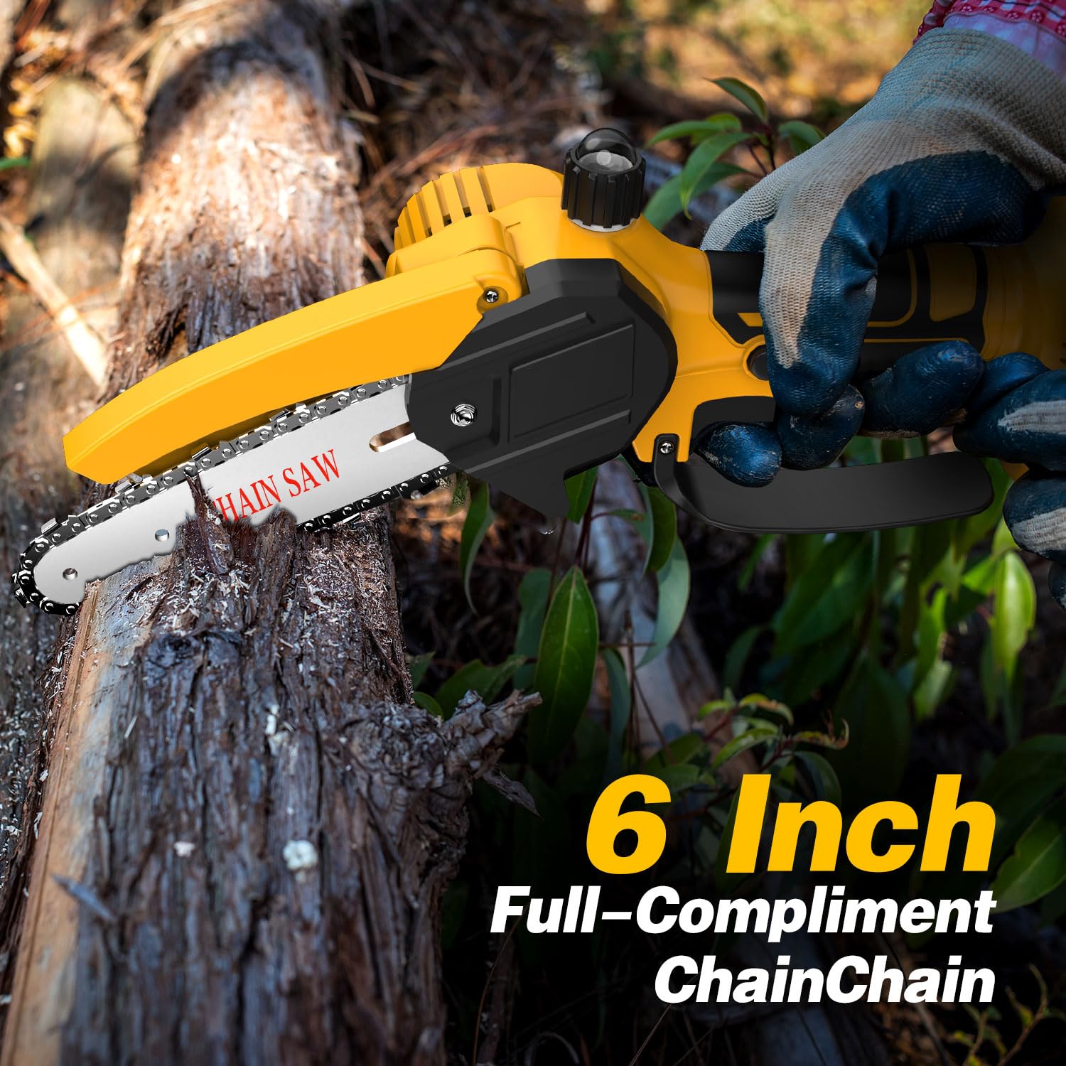2-in-1 hochentaster akku&6” Mini Mettensäge teleskop kettensäge akku astschere mit teleskopstiel 4.0Ah-Akkus, inklusive Ölkanister, für Garten, Hof und landwirtschaftliche Astschnittarbeiten