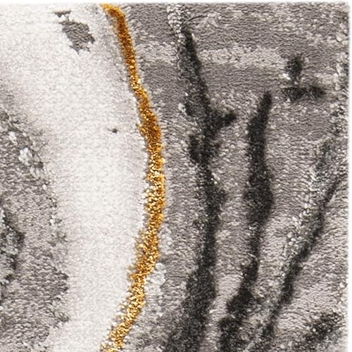 Miniatura 8 de SAFAVIEH - Colección Craft - Alfombra de 6'7" x 9', gris y dorada, diseño abstracto moderno, no desprende pelusa y fácil cuidado, ideal para áreas