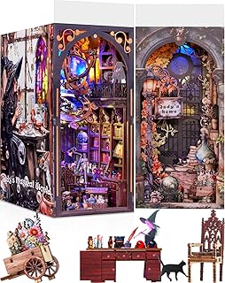 Fairy Nooktales BookNook Kit Miniature - 3D Fantasy Library Wooden DIY buidling Dollhouse with Bookshelf Nook Insert Decor for LED Magic Book Nook Lover