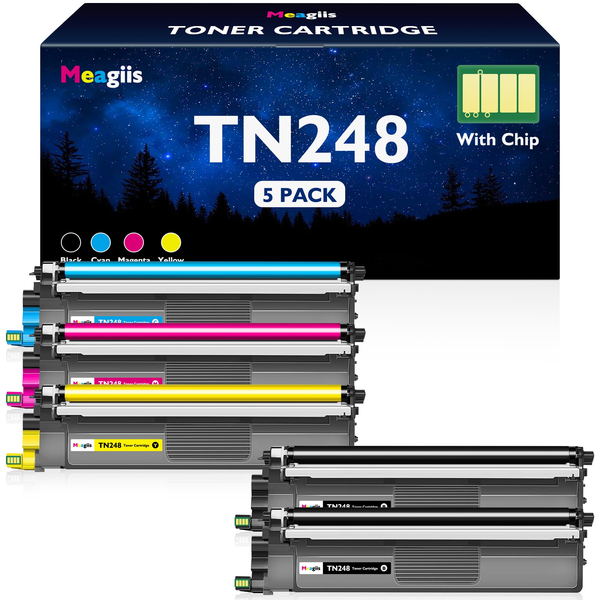 Toner TN248 XL Compatibile Per Brother – Set 4 Colori Con Chip Aggiornato E Alta Resa - 5