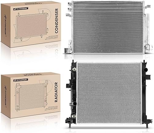 A-Premium Radiador de refrigerante del motor y kit de refrigeración de condensador de AC compatible con Chevrolet Camaro 2016-2020 y Cadillac CTS