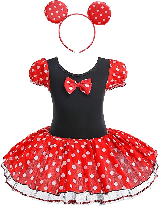 Dressy Daisy Girls' Polka Dots Halloween Christmas Fancy Dress Dance Costume with Headband