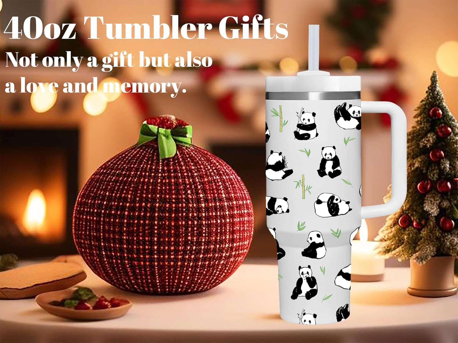 40 OZ Panda Tumbler with Handle.Panda Lover Cup Gift.40 OZ Unique Birthday Christmas Panda Tumblers Gifts for Women Men. - Image 7