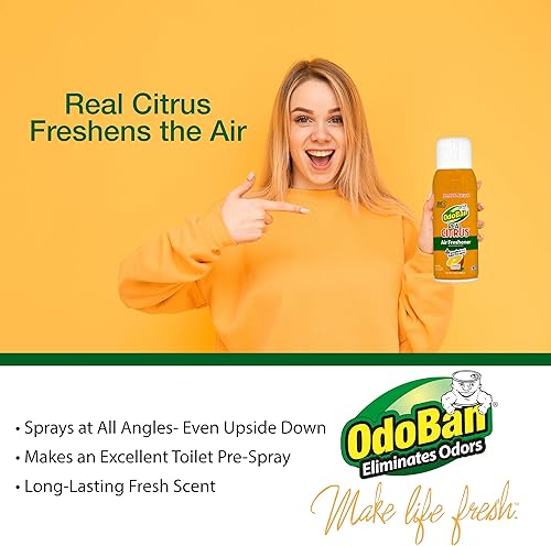 Miniatura 3 de OdoBan Eliminador de Aromas, Aerosol Continuo de 360 Grados con Aceite Natural de Cítricos Reales Ambientador de Aire, Aerosol para Inodoro, Hecho