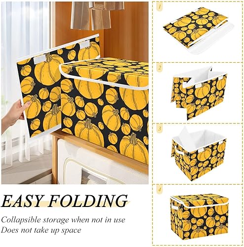 Miniatura 4 de Halloween Yellow Pumpkins Black Fabric Closet Storage Bins, Closet Organizers and Storage Bins, Storage and Organization, Storage Baskets for Shelves
