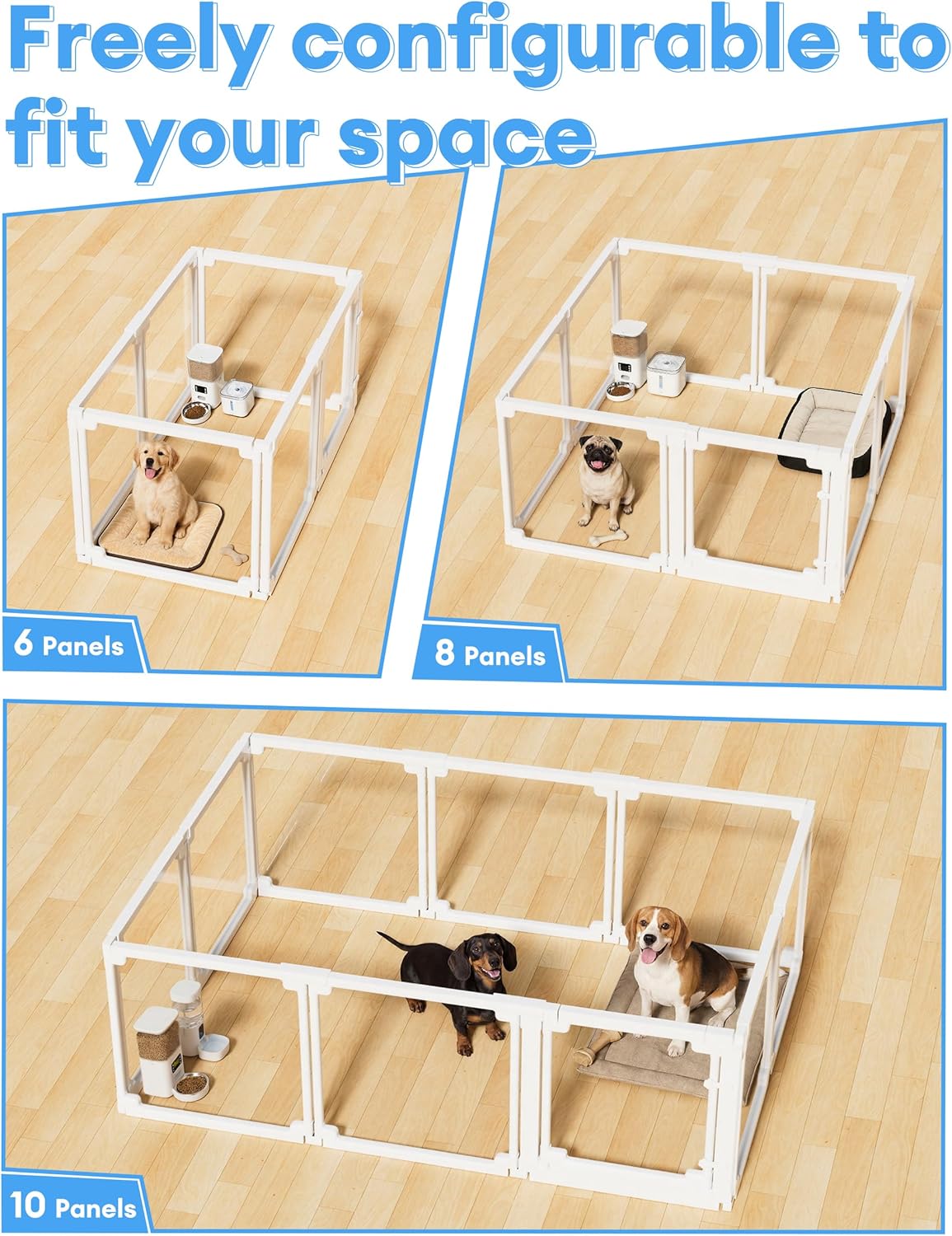 Acrylic Dog Playpen Extension Panels - 2 Pcs Clear DIY Fence Panels for Pet Playpen,Tool-Free Assembly,Detachable & Portable,for Separation/Size Modification