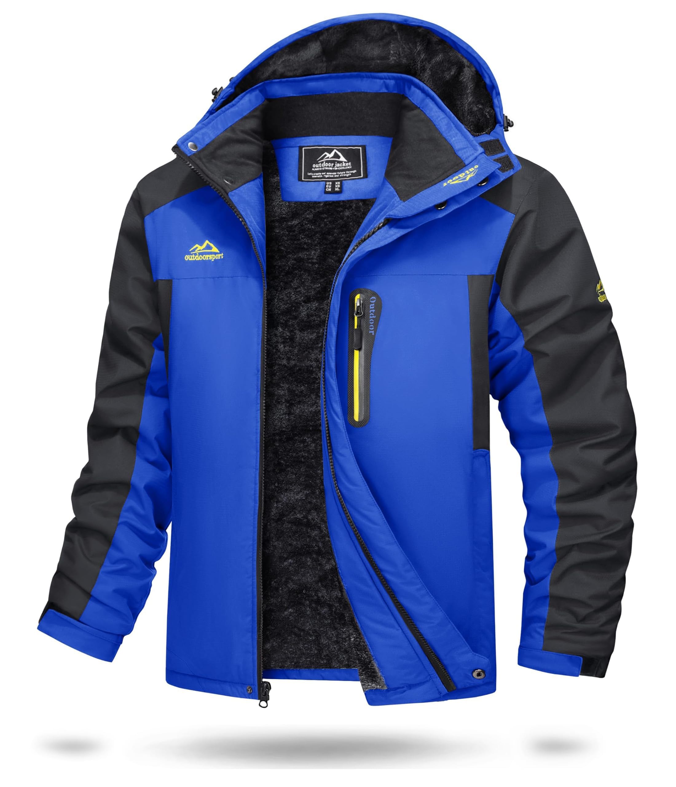 TACVASEN Herren Warme Skijacke Gefütterte Winterjacke Wasserabweisende Funktionsjacke mit Abnehmbarer Kapuzen