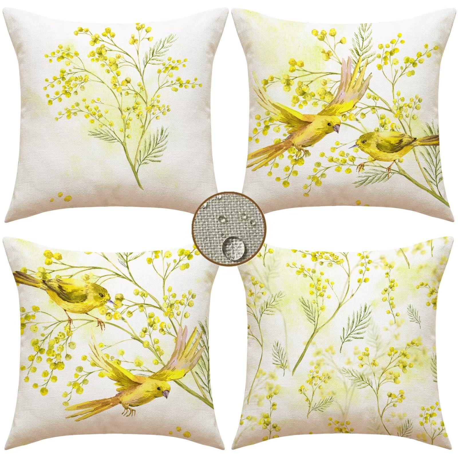 Produktbild von Creme Kissenbezug 75x75 Cm 4er Set, Outdoor Kissen Wetterfest Leinen
