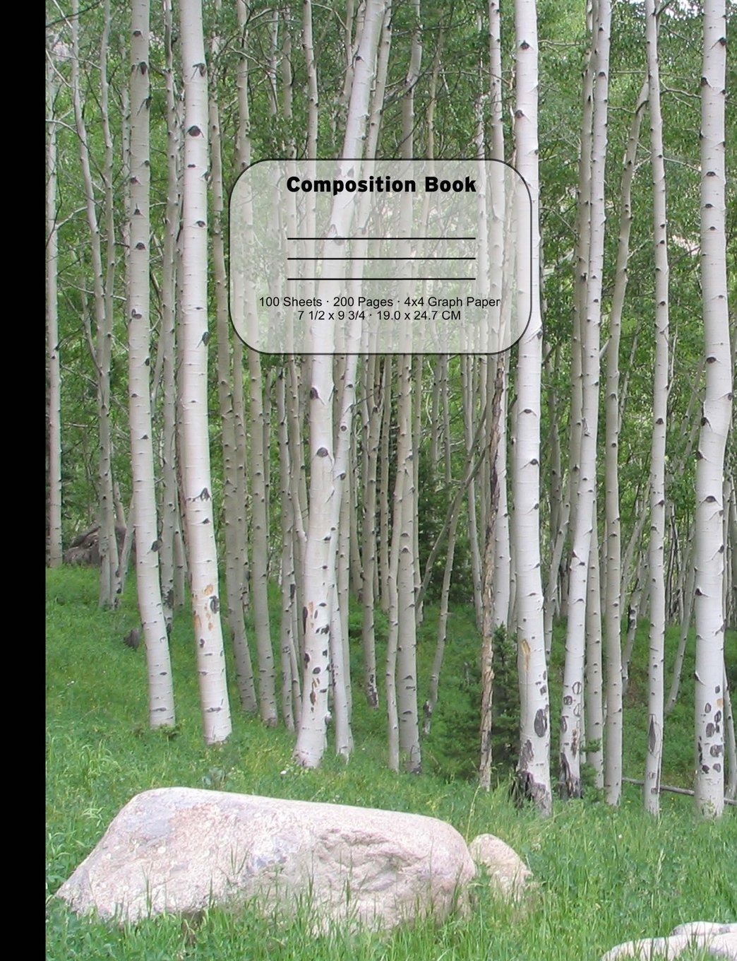 Aspen Tree Grove Composition Notebook, 4x4 Quad Ruled Graph Paper:: 100 sheets / 200 pages, 9-3/4" x 7-1/2"