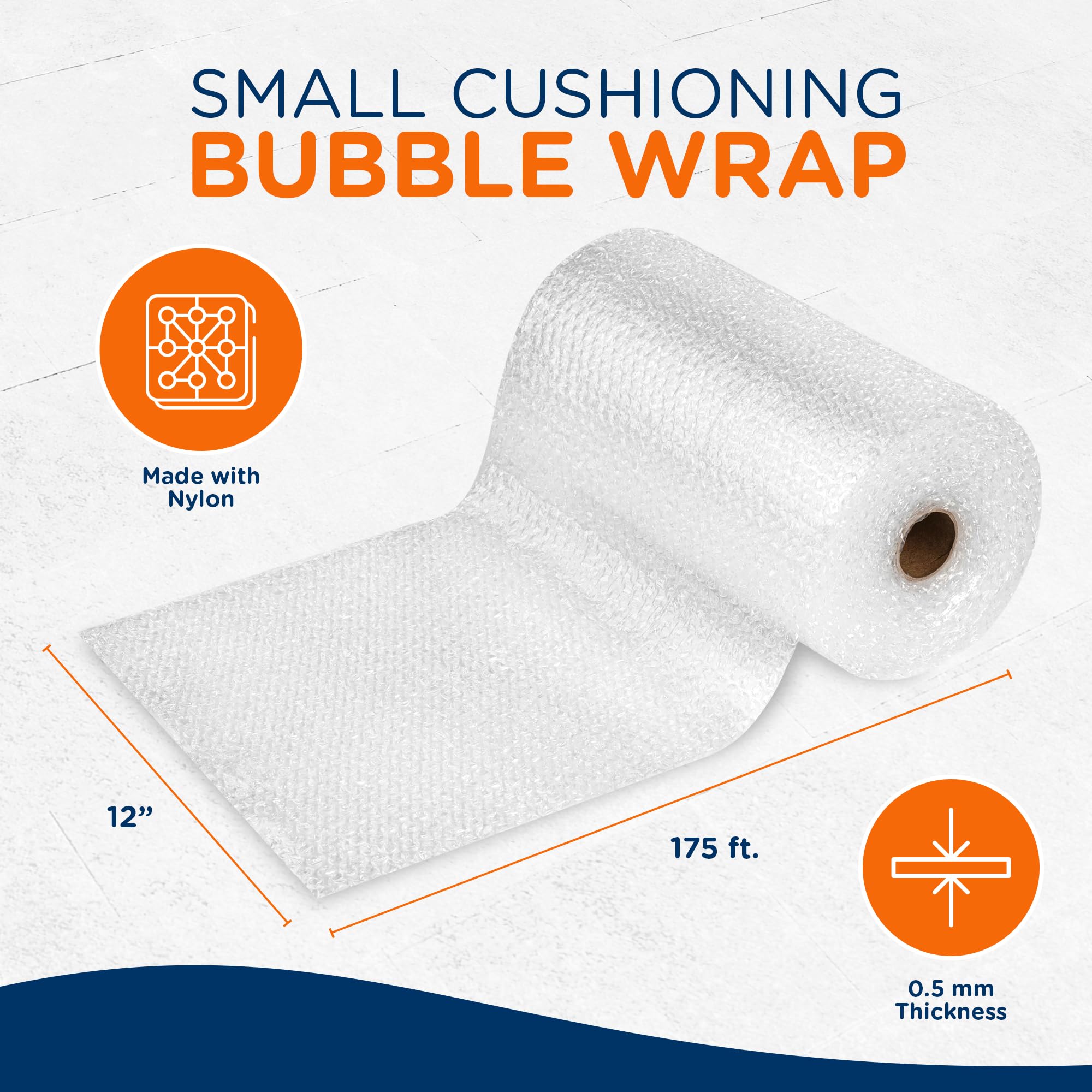 Campior Envoltura acolchada de burbujas pequeña para mudanzas y envíos, envoltura de embalaje de burbujas de 175 pies para cajas de embalaje y correos, suministros de mudanza de rollo de burbujas