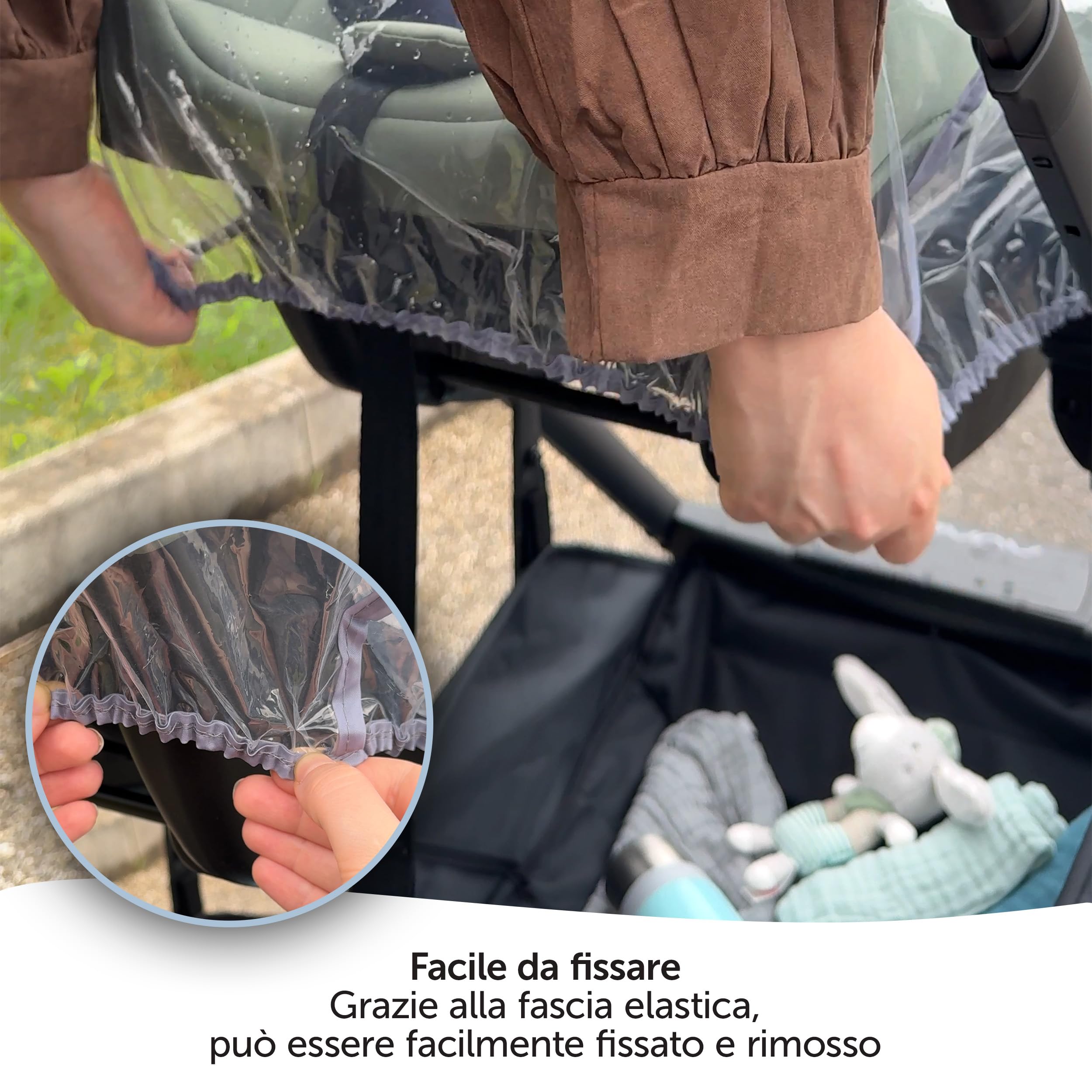 Zamboo Parapioggia Ovetto Universale per Seggiolino Auto, Buona Circolazione dell'Aria, Finestra di Contatto, Apertura Maniglia e senza PVC