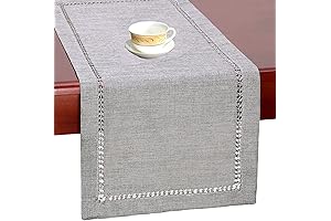 Handcrafted Gray Polyester Table Runner: A Touch of Rustic Elegance