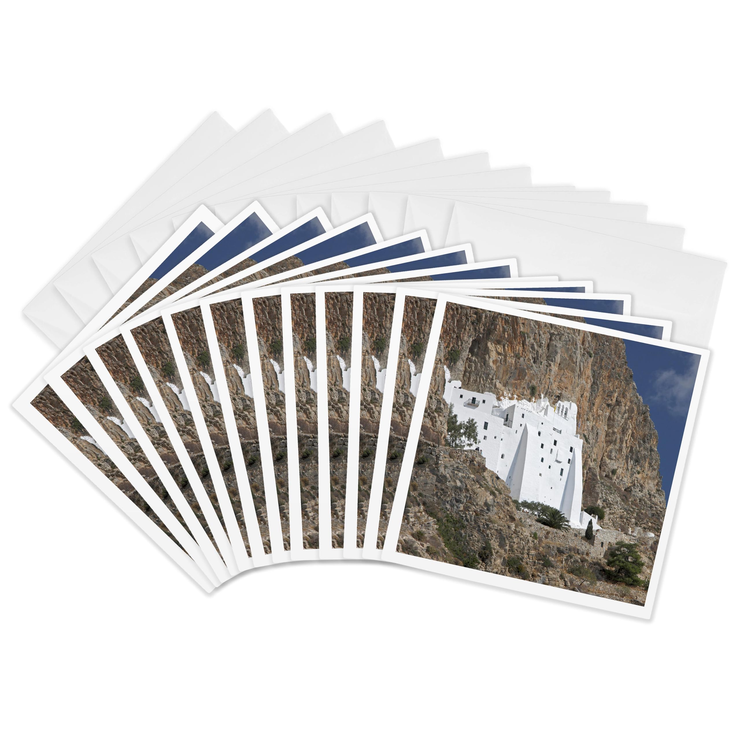 3dRose gc_81813_2 6 x 6-Inch "Greece, Hozoviotissa Greek Orthodox Monastery - Eu12 Bja0234 - Jaynes Gallery" Greeting Card (Pack of 12)