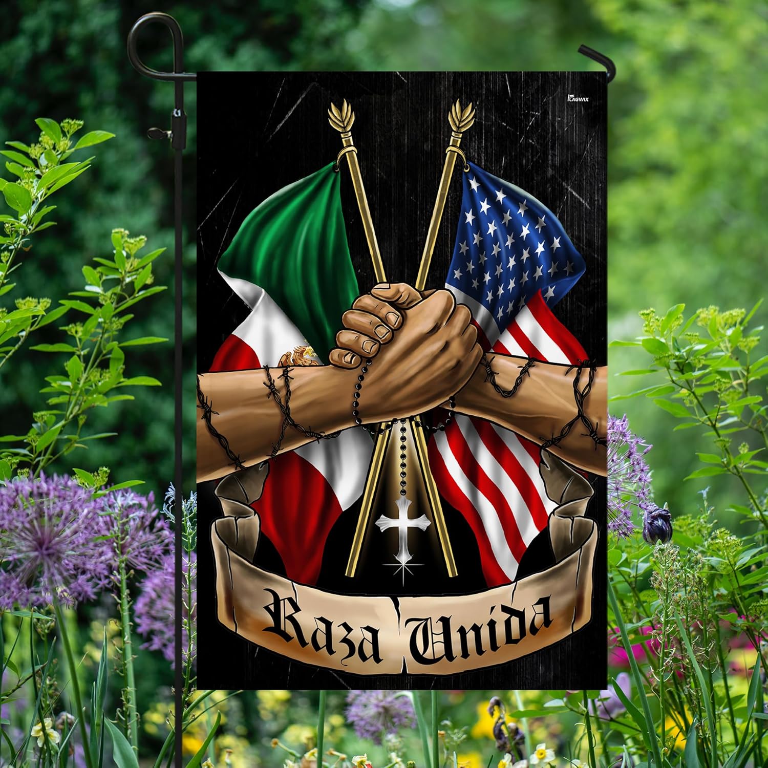 FLAGWIX Mexican American Flag - Garden American Flags for Outside 11.5" x 17.5" - US Mexican Flag Garden Decor for Outside, USA Mexico Flag Patriotic Decorations, Outdoor Decor for Patio