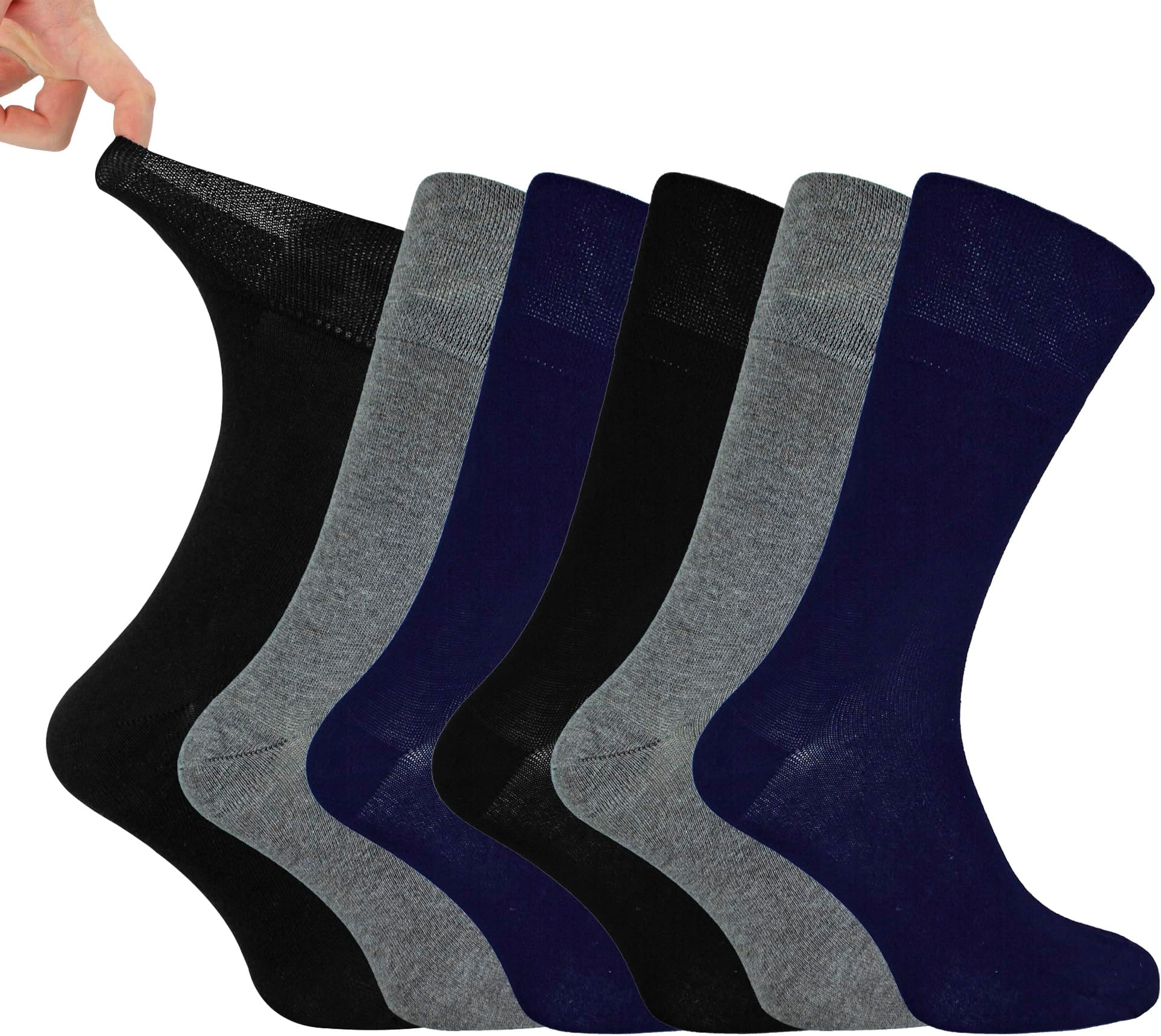 IOMI Footnurse - Mens 6 Pairs Cotton Non Elastic Diabetic Socks With Honeycomb Top