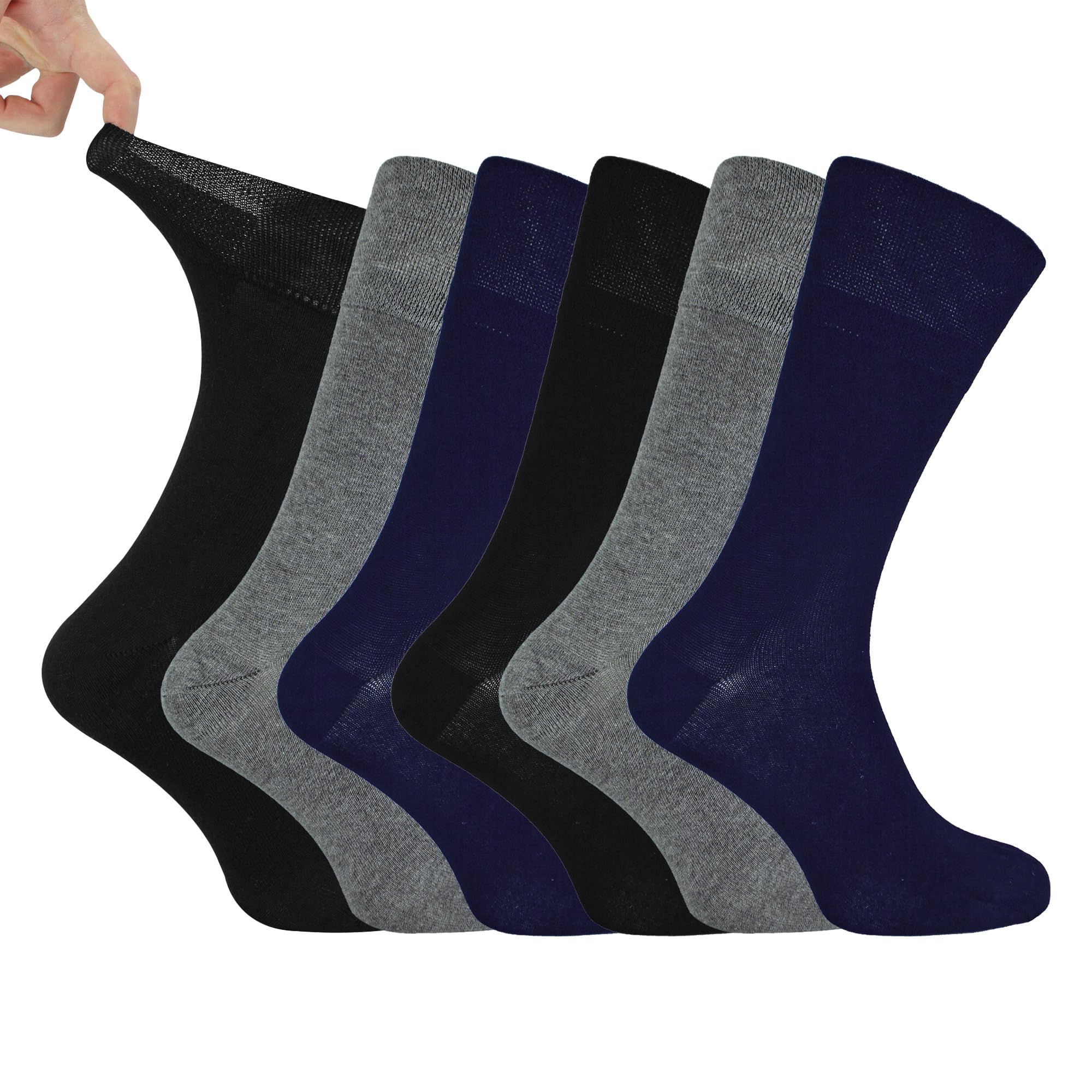 IOMI Footnurse - Mens 6 Pairs Cotton Non Elastic Diabetic Socks With Honeycomb Top