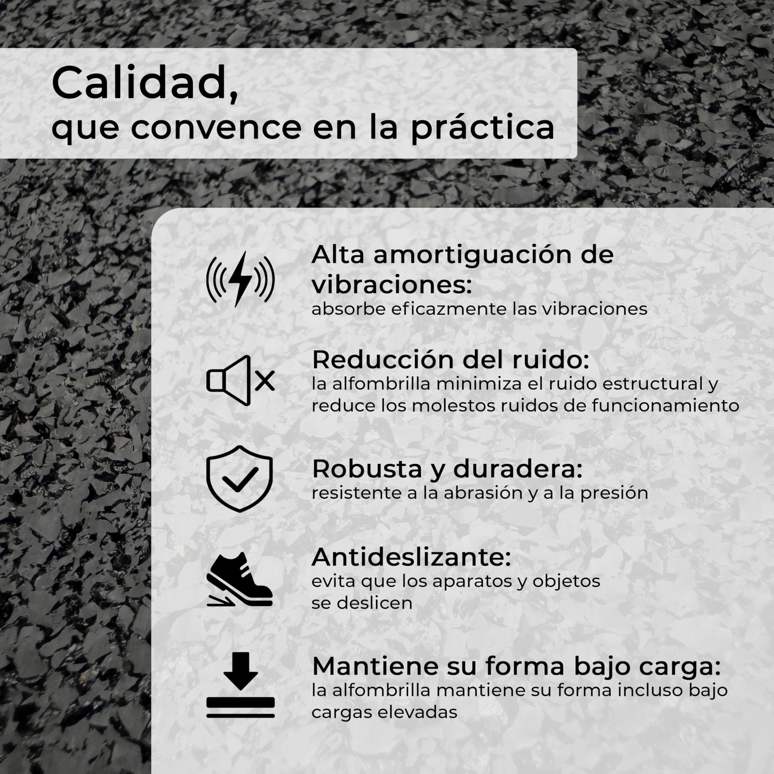 uficell Esterilla de protección para lavadora o secadora 61 x 61 cm – 8 mm de grosor – protección acústica premium