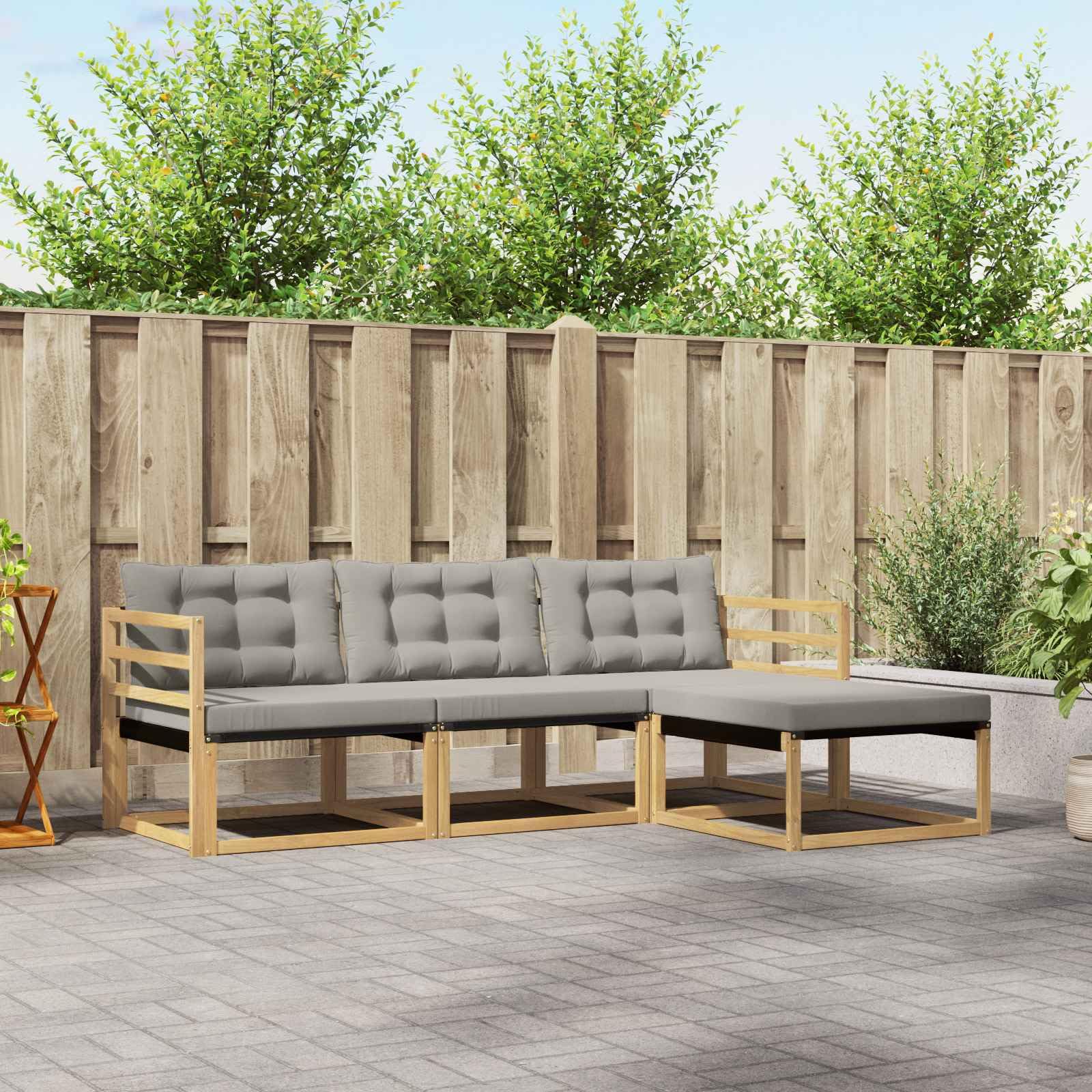 Canapé modulaire d'extérieur en bois 4 pièces modulables pour petite et grande terrasse