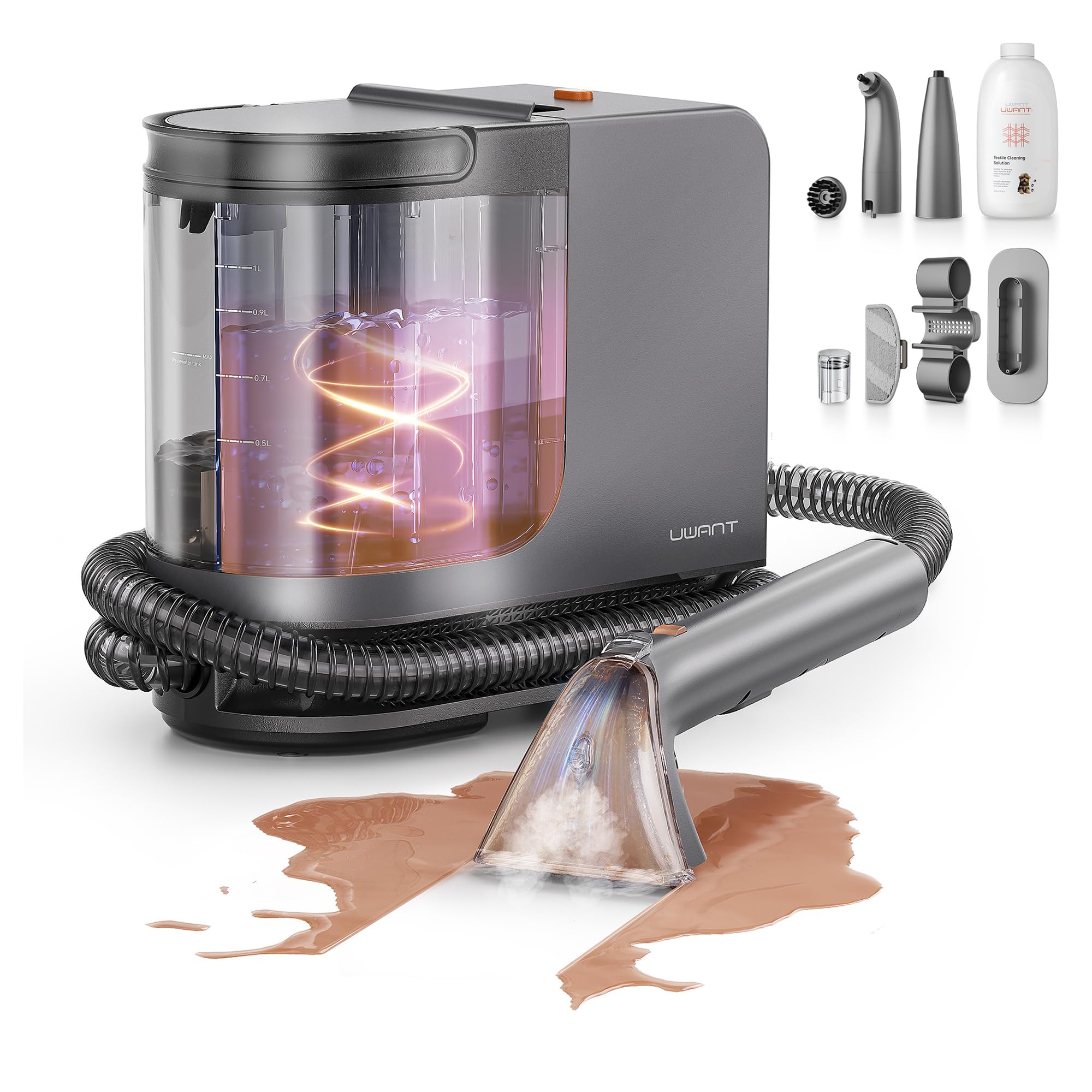 Uwant Portable Carpet Cleaner with Steam and Hot Water, 18Kpa