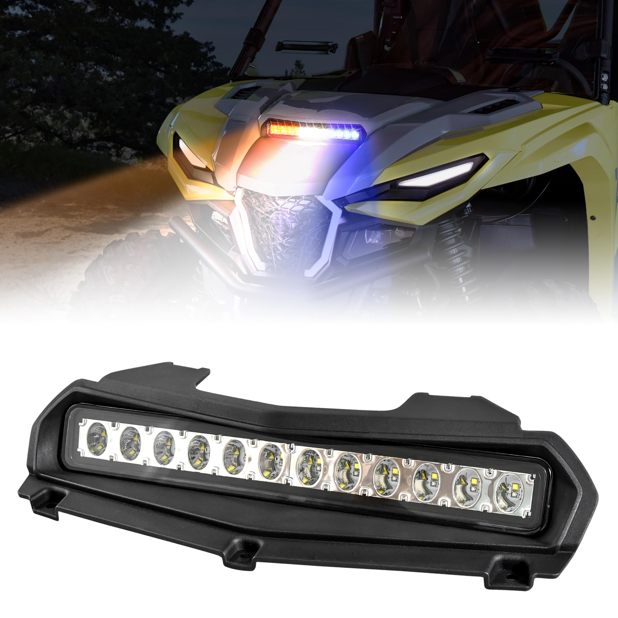 Photo 1 of SAUTVS Hood Scoop Light for Yamaha RMAX 1000 (2021-2026) - Blue/Amber Strobe