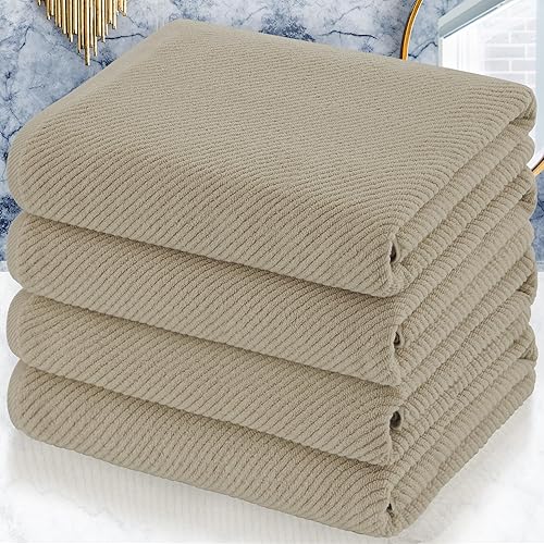 VOOVA & MOVAS Toallas de baño, juego de regalo de lujo de 4 piezas, grandes de 30 x 56 pulgadas, con caja de regalo, 100% algodón, gruesas, suaves,