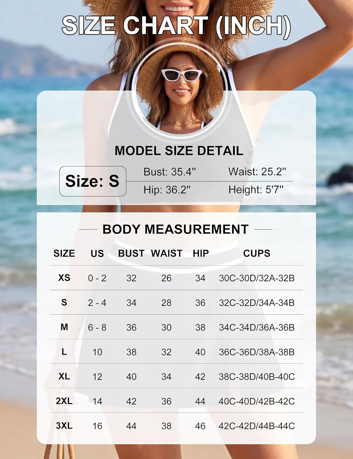 BMJL Womens High Waisted Bikini Sets 3 Piece Swimsuits Swim Dress Tummy Control Bathing Suit Color Block Sporty Swimwear