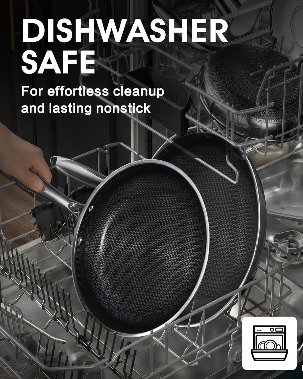 10 Inch Non Stick Frying Pan with Lid, Hybrid Nonstick Stainless Steel Skillet Pan with Stay-cooling Handle, PFOA Free Non Toxic Dishwash & Oven Safe Kithchen Cookware Set Compatible All Cooktops - Image 8