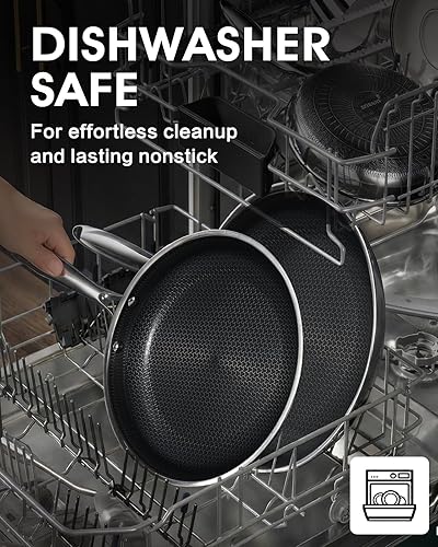 Miniatura 8 de Sartén antiadherente de 12 pulgadas con tapa, sartén híbrida antiadherente de acero inoxidable con mango de enfriamiento permanente, libre de PFOA,