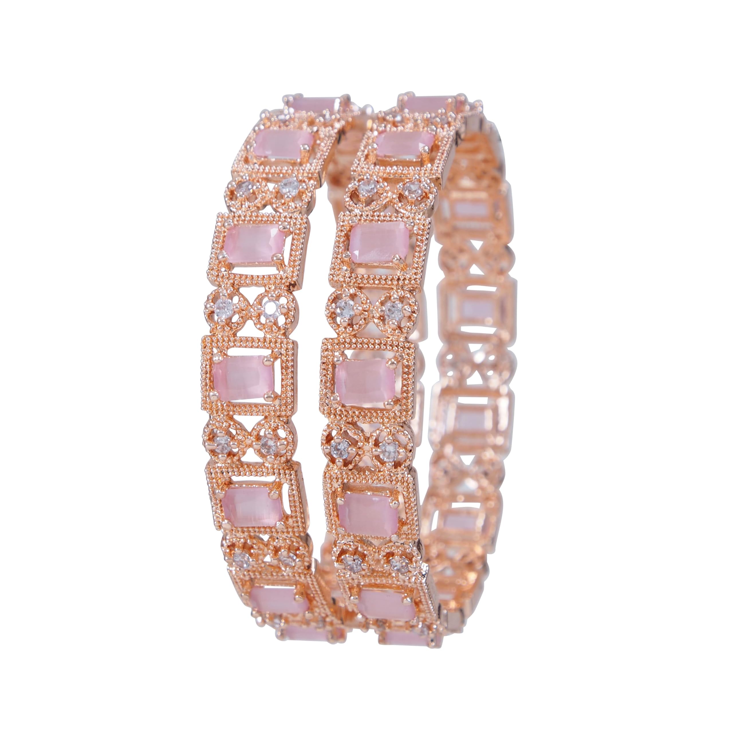 Ornadzn American Diamond Bangle, Silver Plated, Cubic Zirconia Stones, for Women (Pink) (2.8) (B0D5YRRGGS) Amazon Price History, Amazon Price Tracker