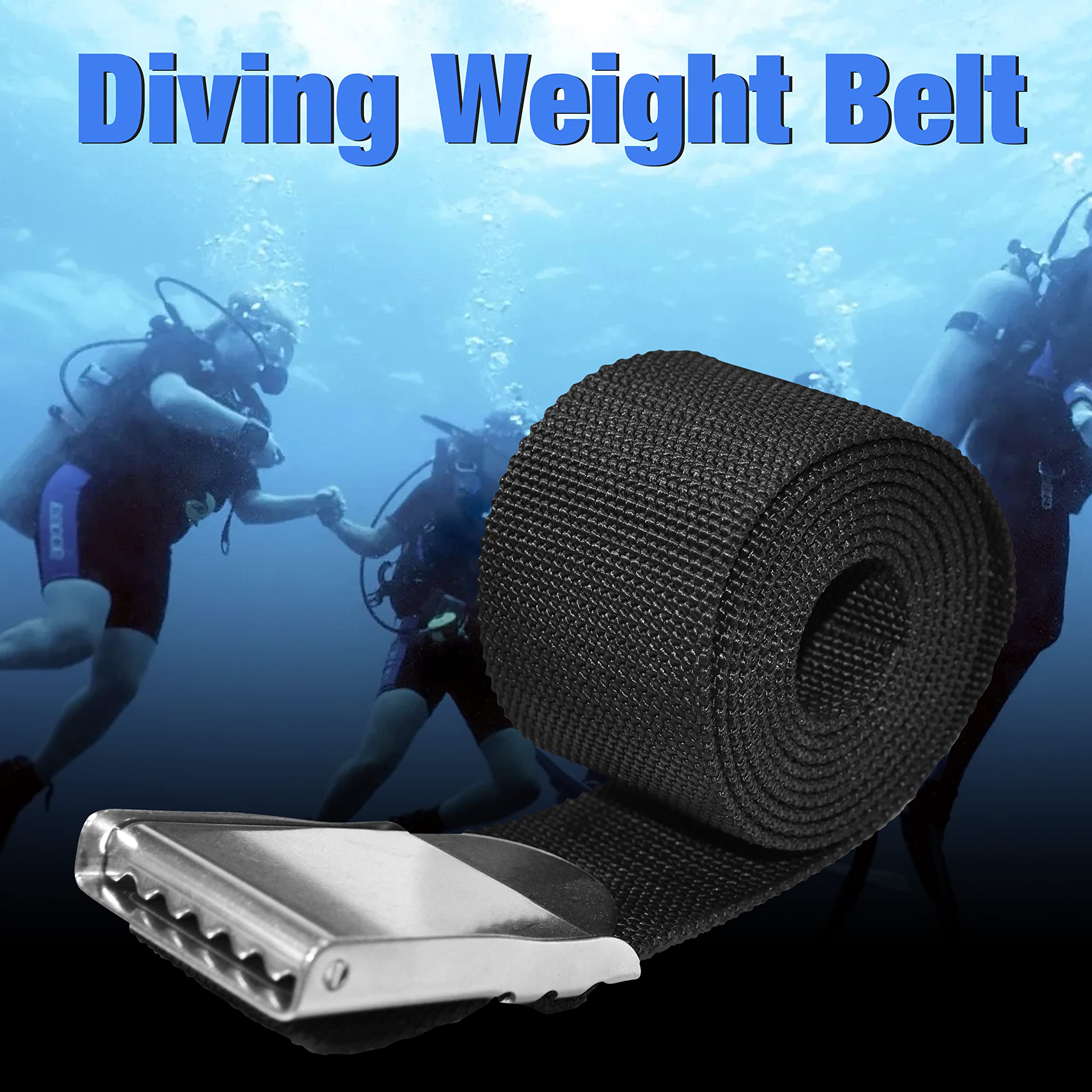 Ceinture De Plongée Poids En Nylon 170 Cm - Boucle Déclipsable Acier Inoxydable - Pour Plongée, Apnée, Pêche Sous-marine