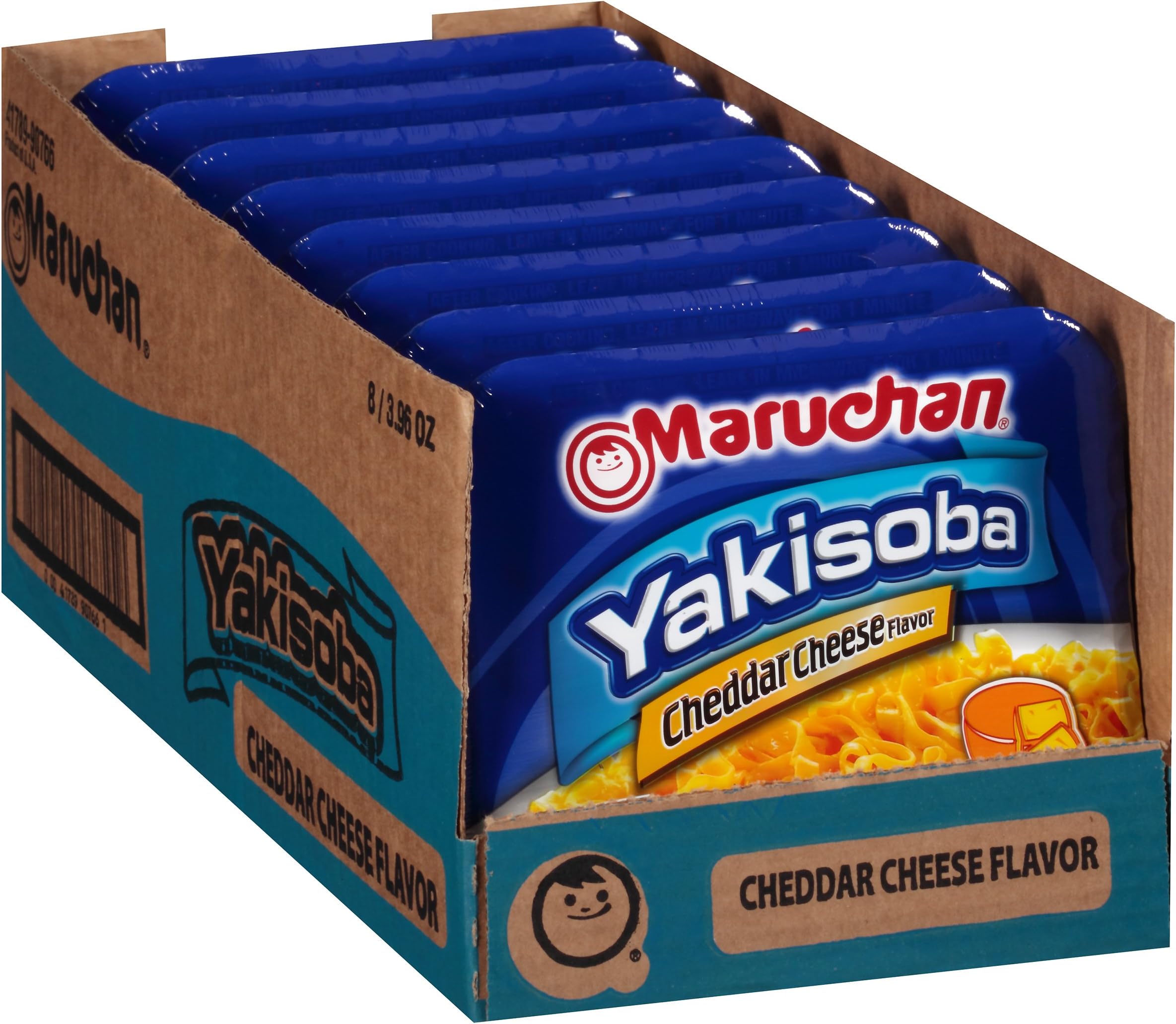Maruchan Yakisoba, Cheddar Cheese Flavor – Stir-Fried Japanese Instant Ramen Noodles, High Protein Microwavable Meal – 3.96 Oz. (8 Pack)