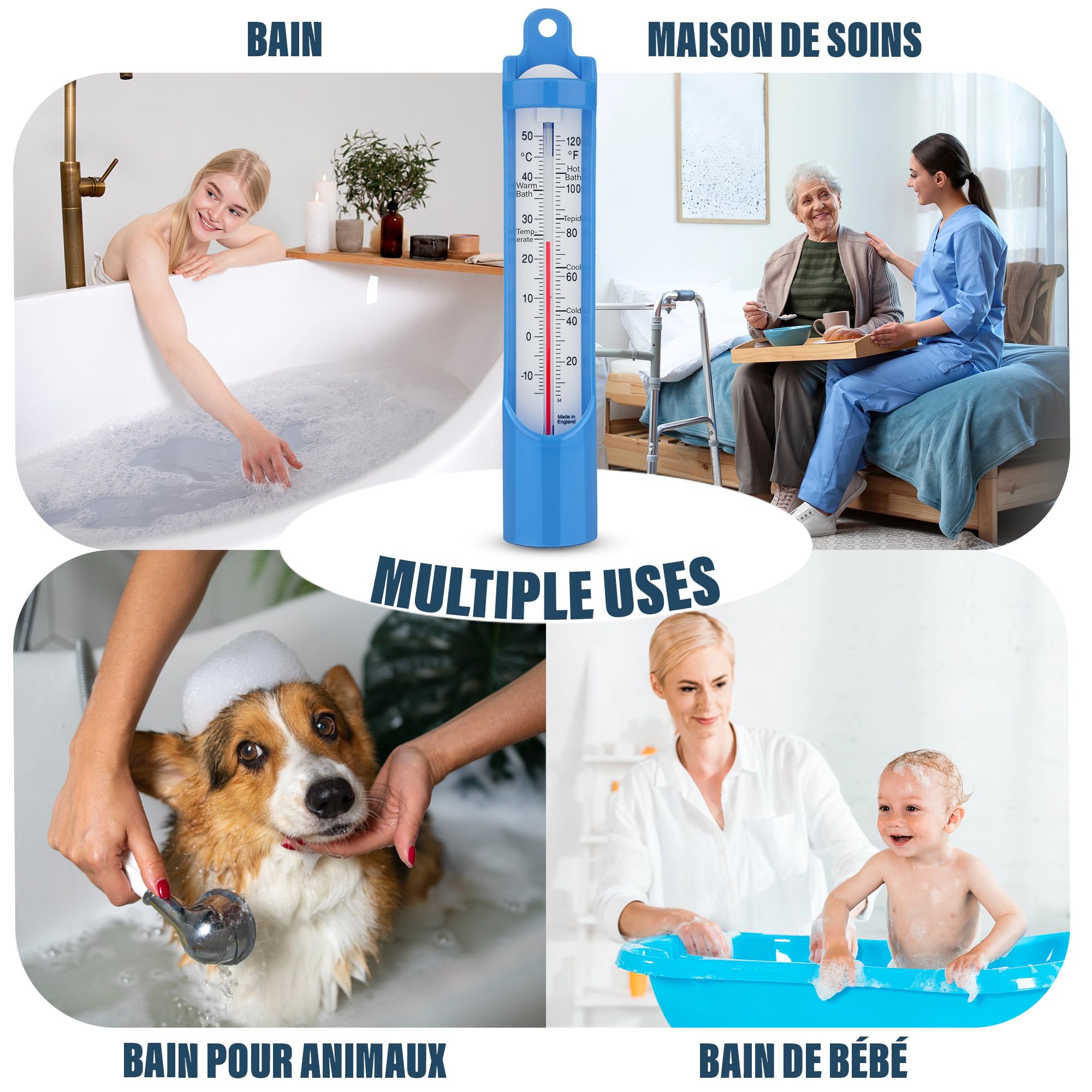 Thermomètre de bain, 230 mm – permettant de vérifier la température de l’eau pour bébés et grands enfants