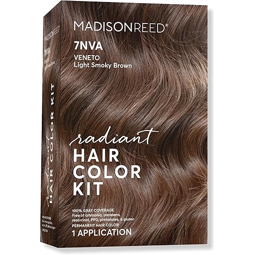 Madison Reed Radiant Hair Color Kit, Light Smoky Brown for 100% Gray Coverage, Ammonia-Free, 7NVA Veneto Light Brown, Permanent Hair Dye, Pack of 1