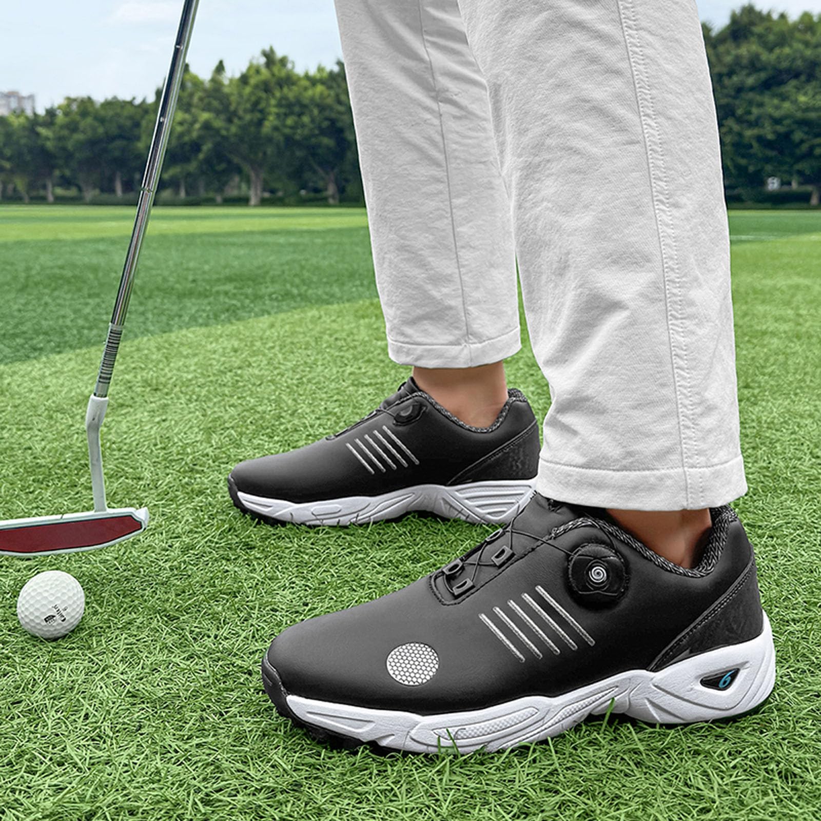 BLBK Zapatillas de golf para hombre con sistema de encaje