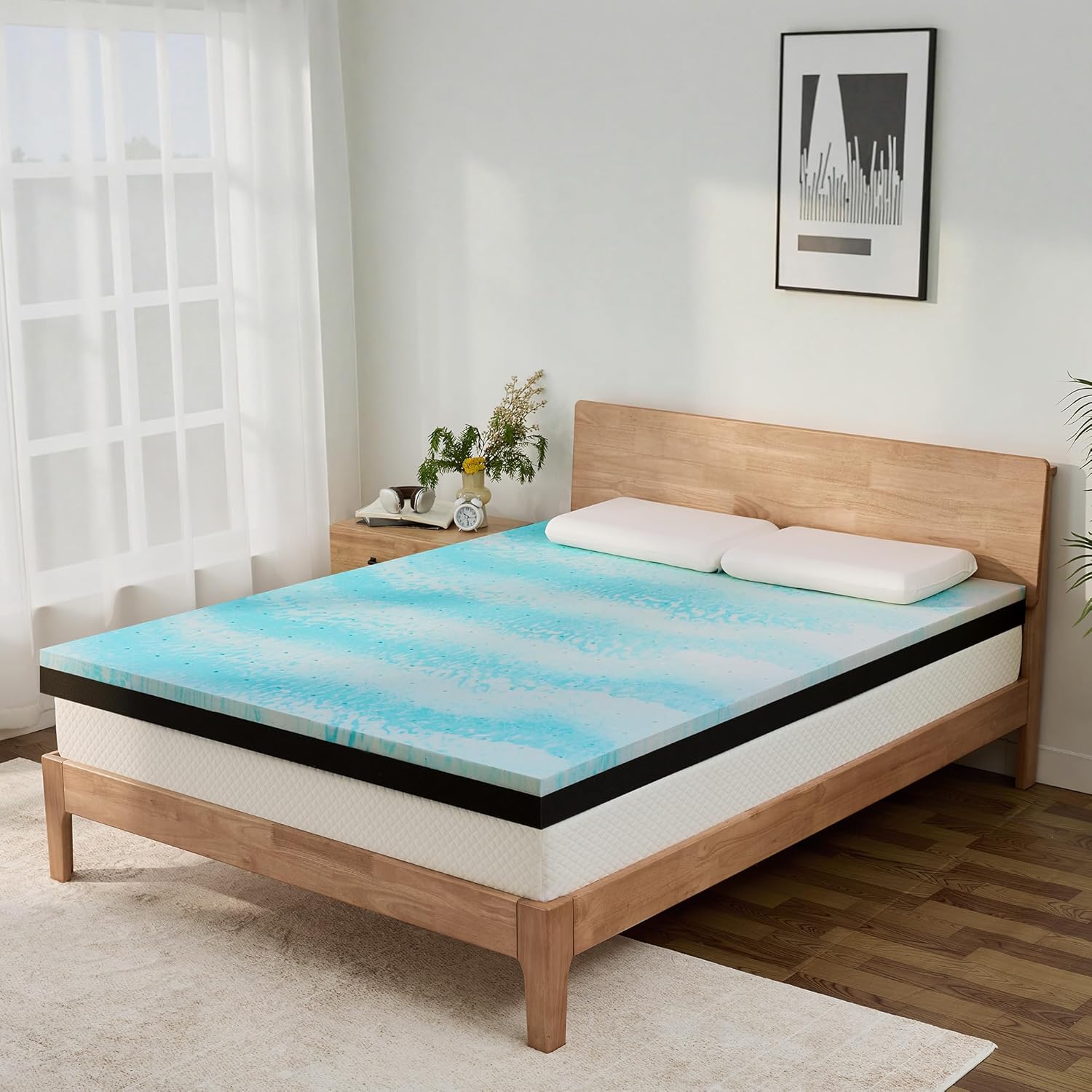 Extra Firm Mattress Topper Queen Size 3 Inch, Pain Relieving Foam Bed Topper for Extra Support, Gel Memory Foam&High-Density Foam Mattress Pad, CertiPUR-US Certified Extra Firm 3 Inch Queen