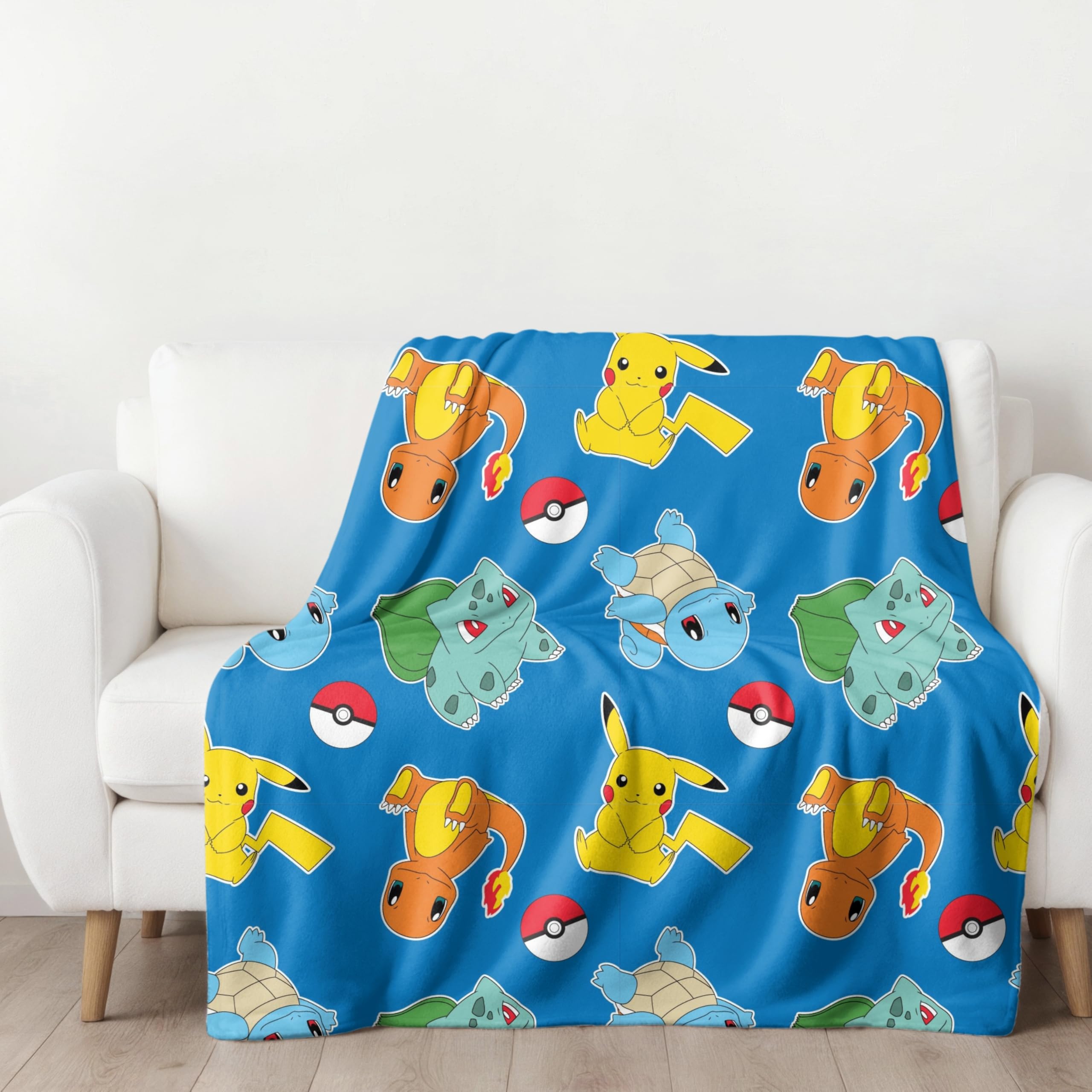 Pokémon - Couverture polaire - 130 x 170 cm - Licence officielle - Douce et moelleuse - Certifié Öko-Tex - Facile d'entretien et durable - Idée cadeau pour enfants et adultes - Pikachu & Friends