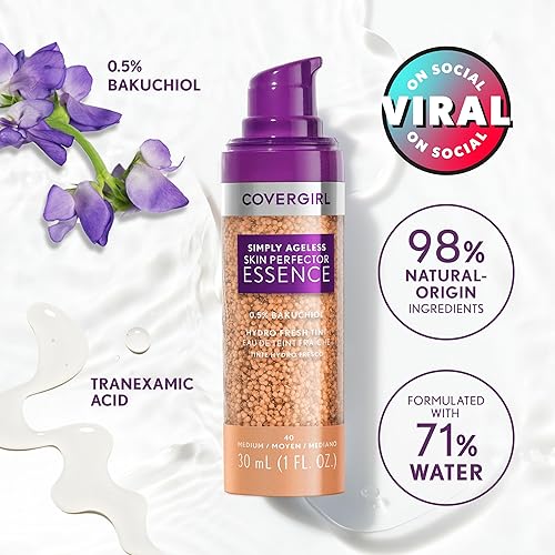 Miniatura 8 de Covergirl Simply Ageless - Base de maquillaje, tinte claro, acabado radiante, fórmula vegana, 1.0 onzas
