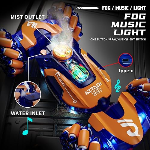 Miniatura 2 de Coche de acrobacias RC con detección de gestos, juguete de control remoto para edades de 5 a 7 a 13 años, con luces en aerosol musical, 4WD 360