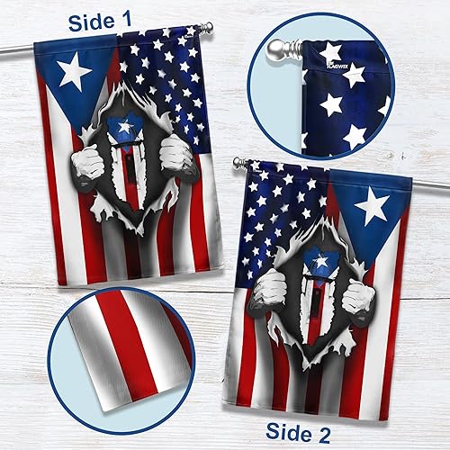 Miniatura 3 de Bandera de Estados Unidos con bandera de sangre puertorriqueña MLH929F, bandera de casa (29.5 x 39.5 pulgadas), banderas de jardín de casa de