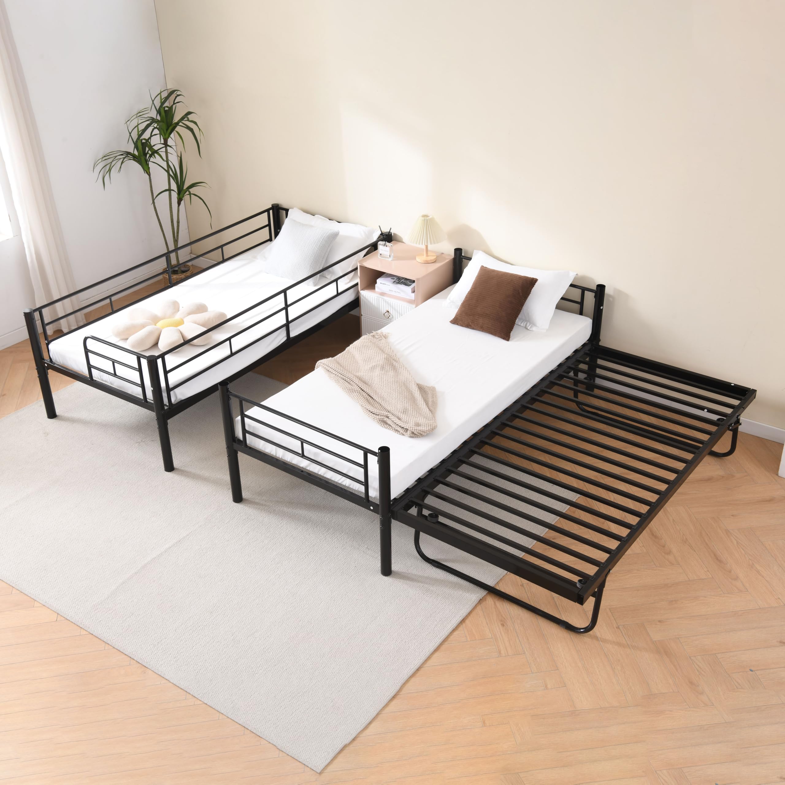 letto a castello 90x200 protezioni perimetrali con telaio in acciaio letto in metallo doghe incluse con terza superficie pieghevole ed estraibile letto singolo scala antiscivolo camera