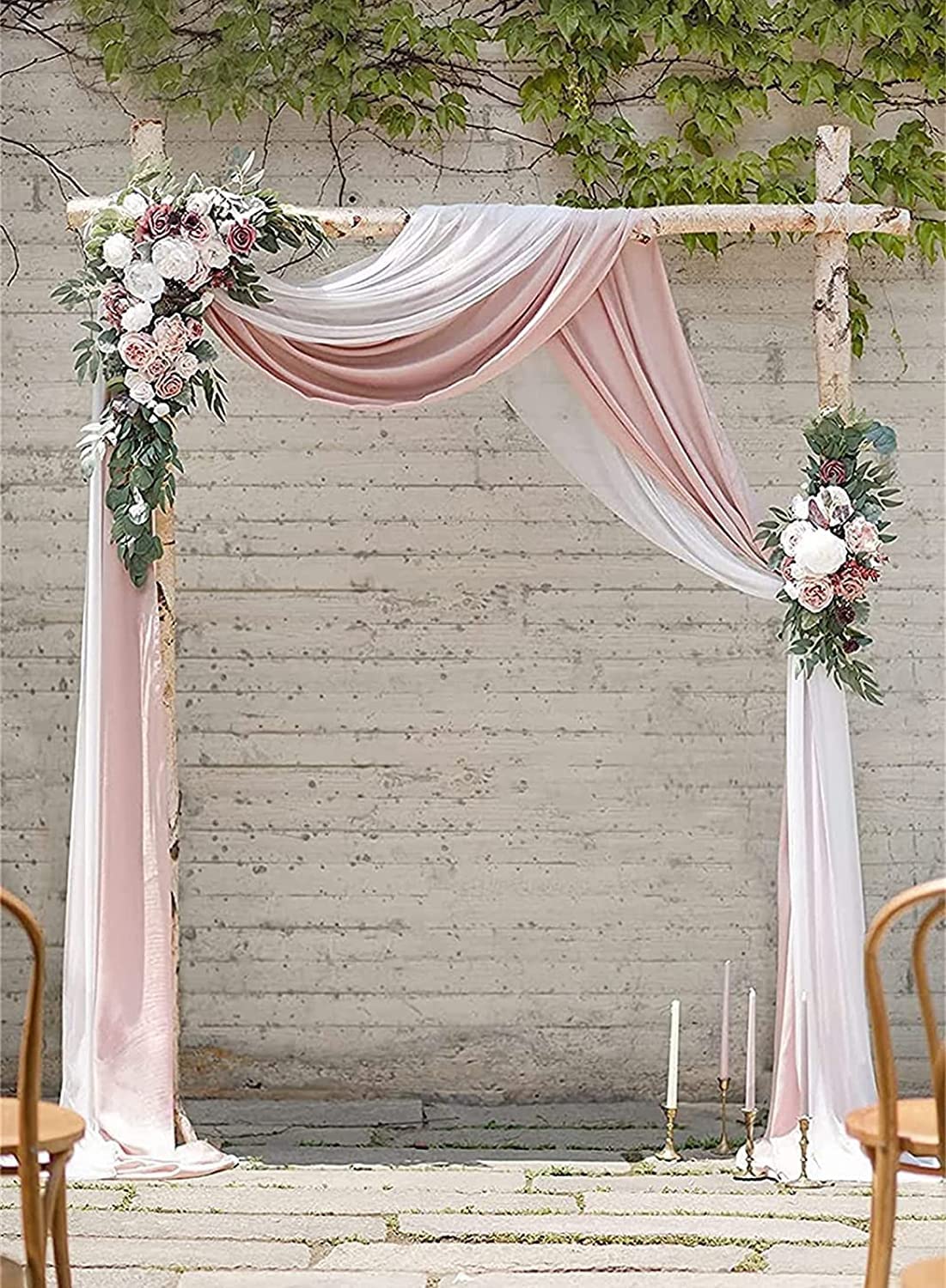 Künstlicher Hochzeitsbogen, Blumen- und Vorhänge-Set, for selbstgemachte Hochzeitszeremonie, Empfang, Laube, Hintergrund, Party-Dekoration(Pink B)